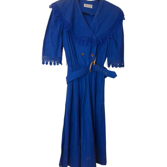 Vintage Lilia Smitty Western Cowgirl Rockabilly Prairie Rodeo Blue Dress READ - Picture 1 of 8